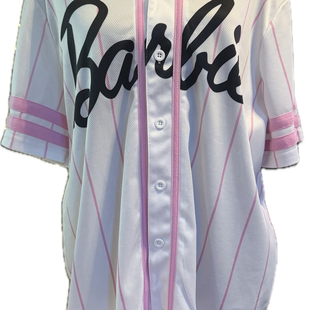 Barbie Button Down Jersey - White and Pink size large